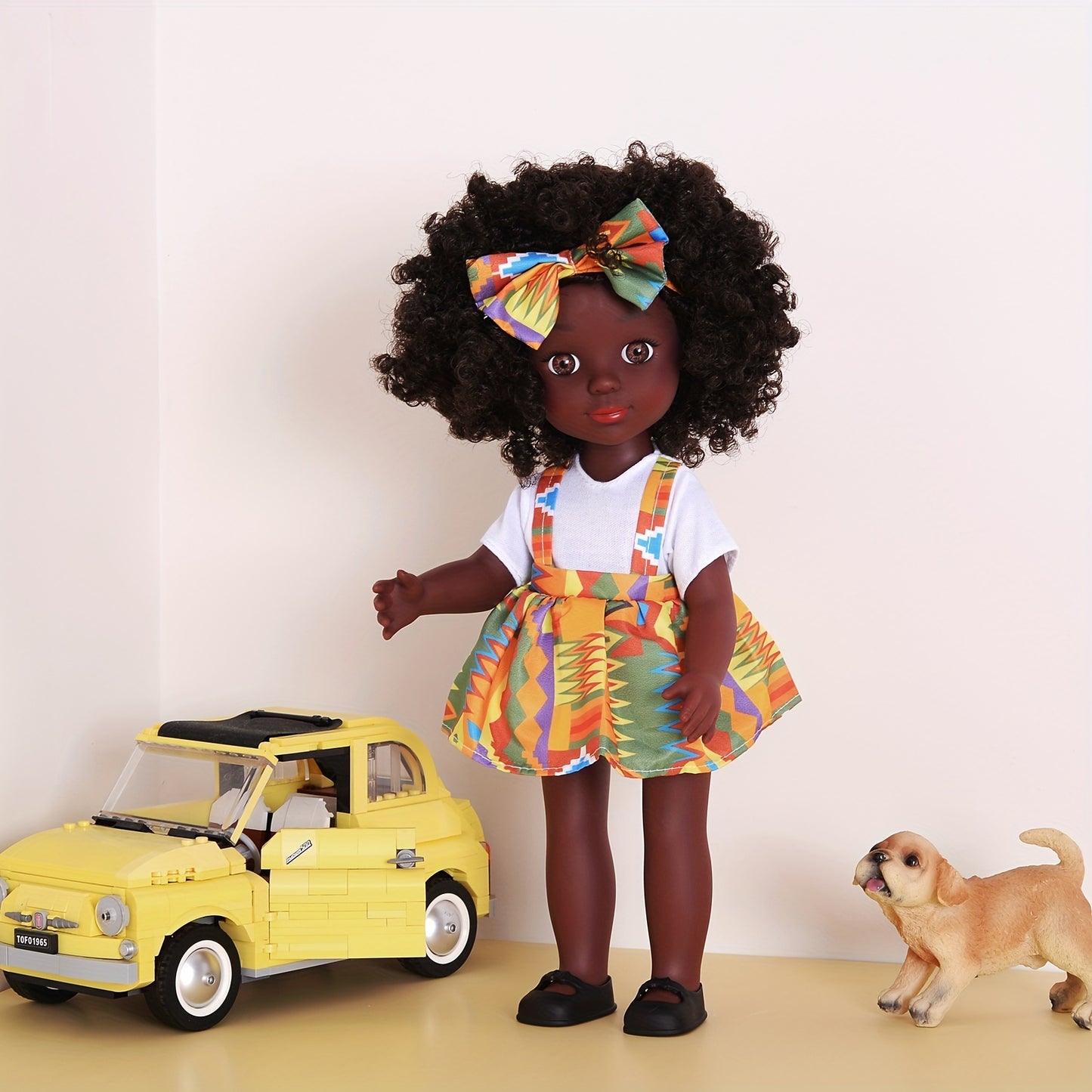 14 Inch African American Black Doll with Curly Hair - Perfect Gift for Girls on Halloween, Thanksgiving, Christmas - Full Set Included