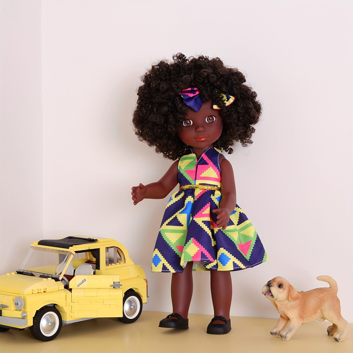 14 Inch African American Black Doll with Curly Hair - Perfect Gift for Girls on Halloween, Thanksgiving, Christmas - Full Set Included