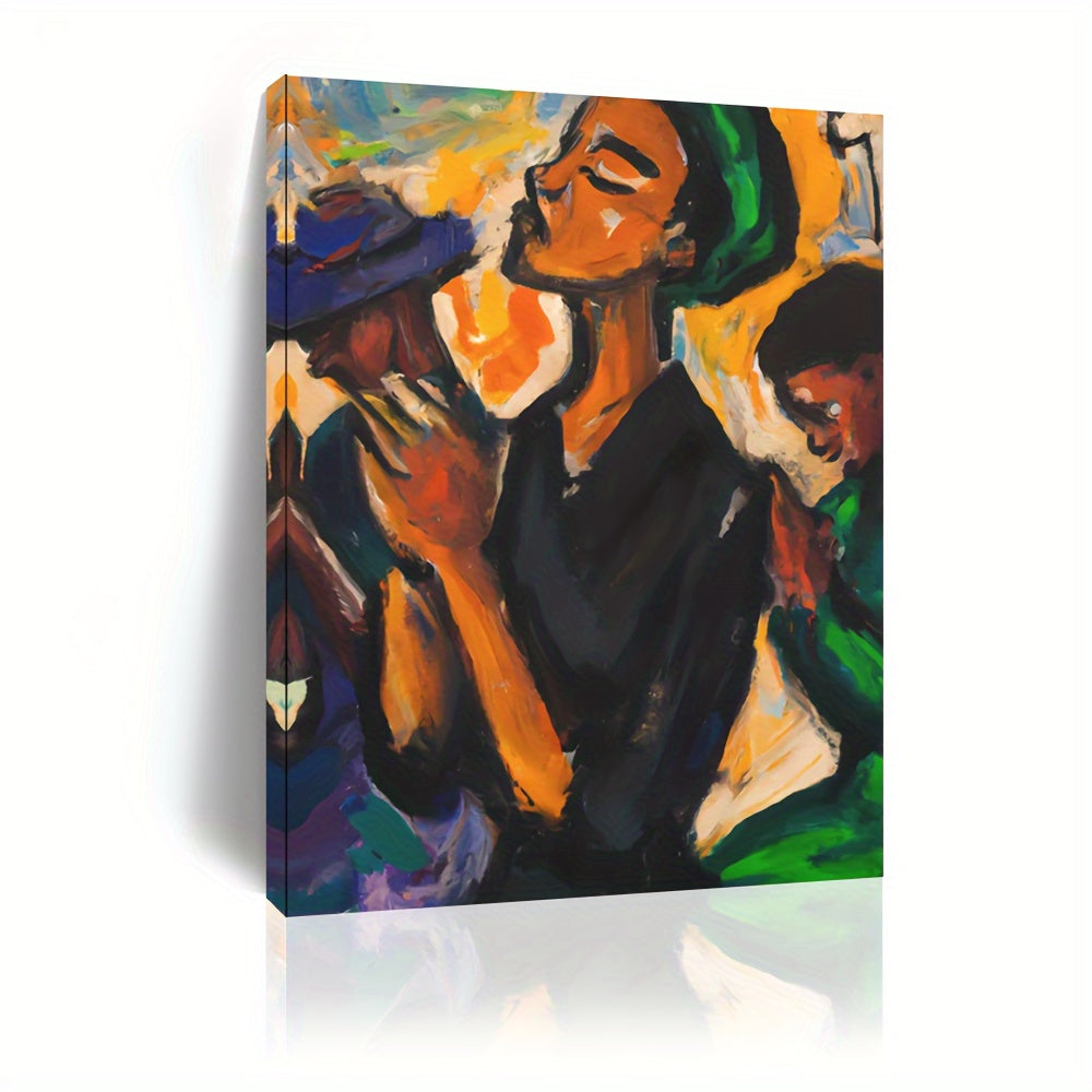 1pc Wooden Framed Canvas Painting, In Prayer, Black Art, Black Woman,Wall Art Prints With Frame, For Living Room & Bedroom,Home Decoration,Festival Gift For Her Him, Ready To Hang