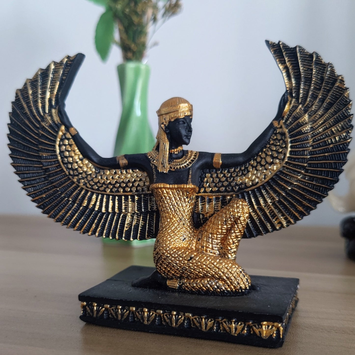 1pc Hand-painted Miniature Statue of Isis - Egyptian Goddess of Life and Magic - Golden Decoration for Desktop Ornaments