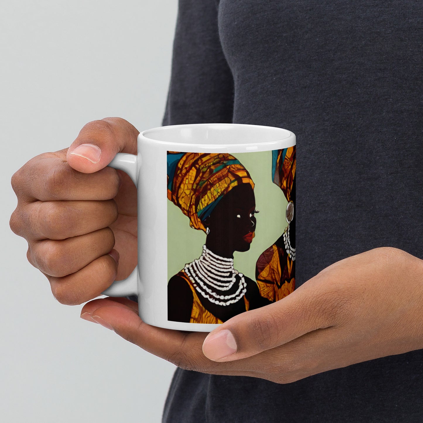 Afrocentric White glossy mug