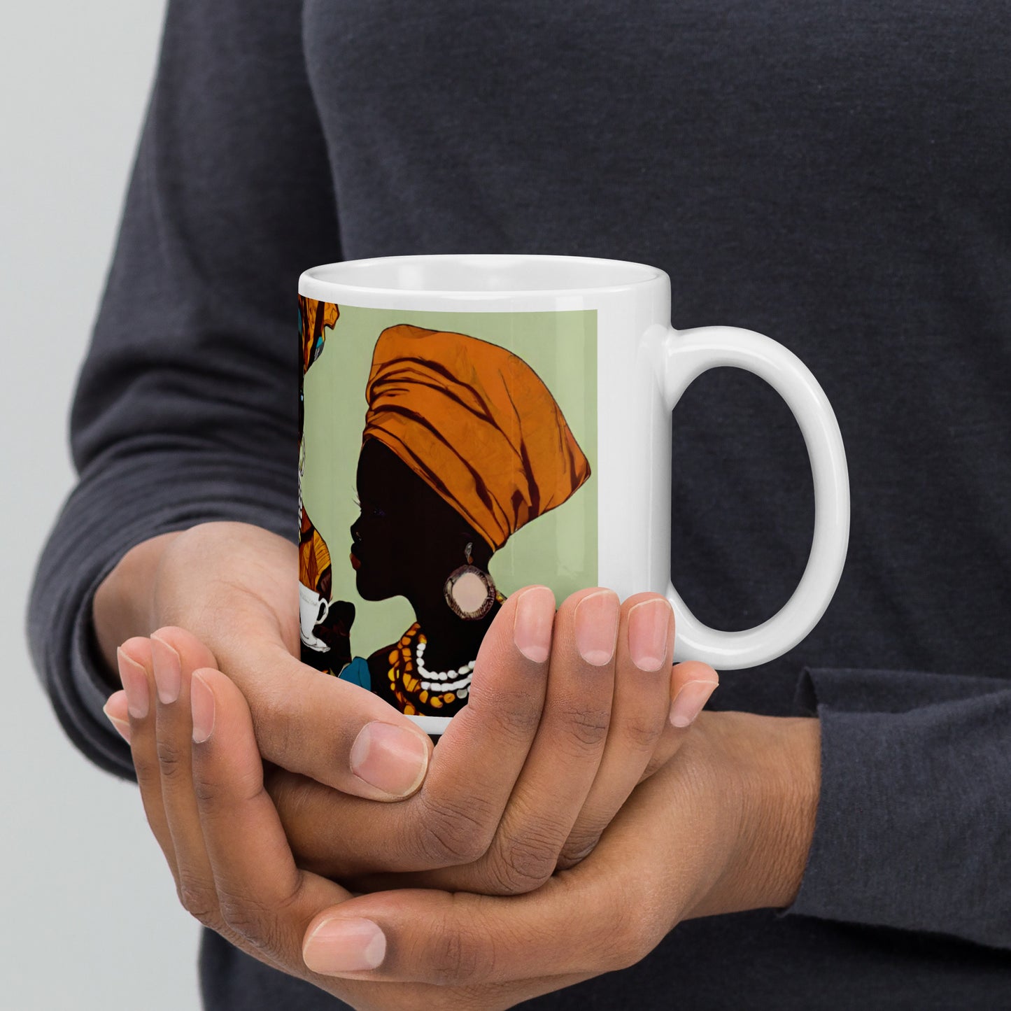 Afrocentric White glossy mug