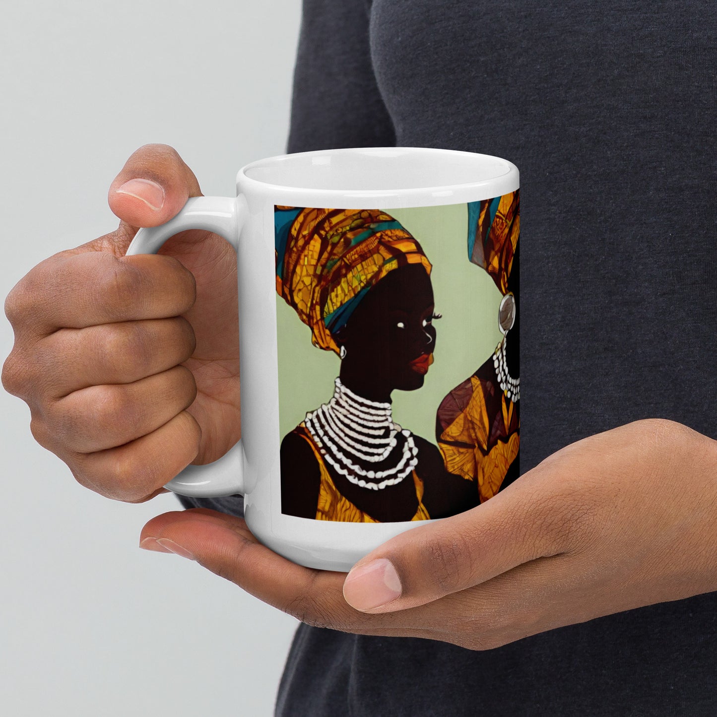 Afrocentric White glossy mug