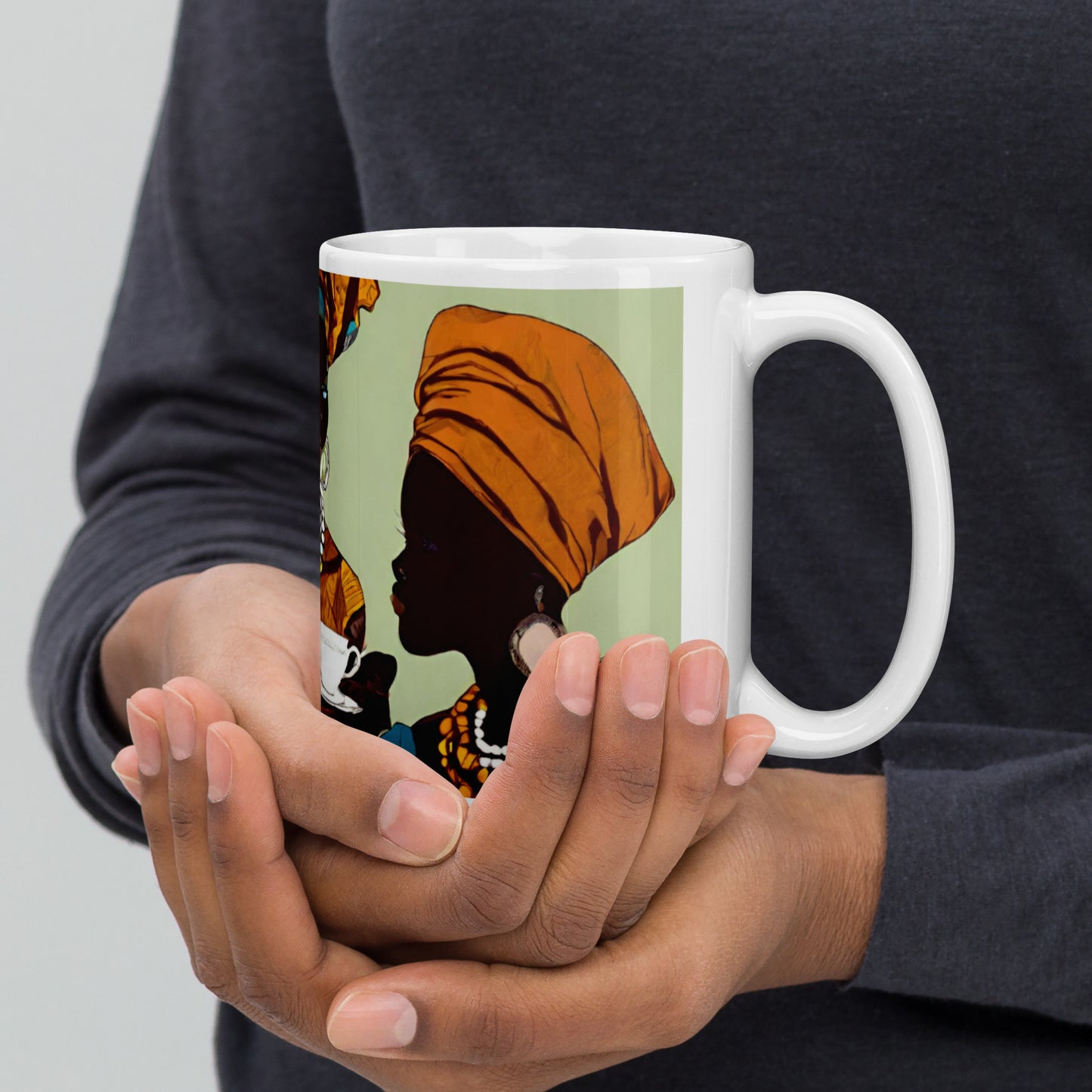 Afrocentric White glossy mug