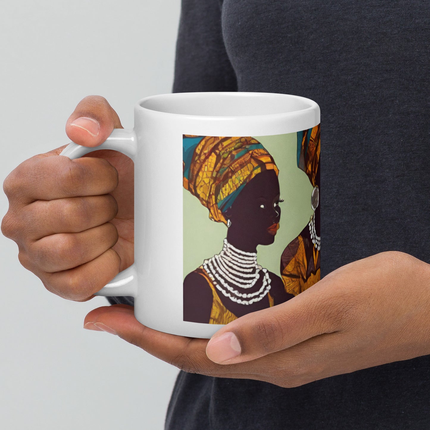 Afrocentric White glossy mug