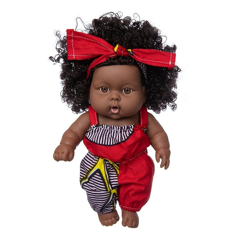 8 Inch Black Reborn Doll - Fashionable Vinyl Baby Doll for Soothing and Play - Perfect Christmas/Halloween/Thanksgiving Gift