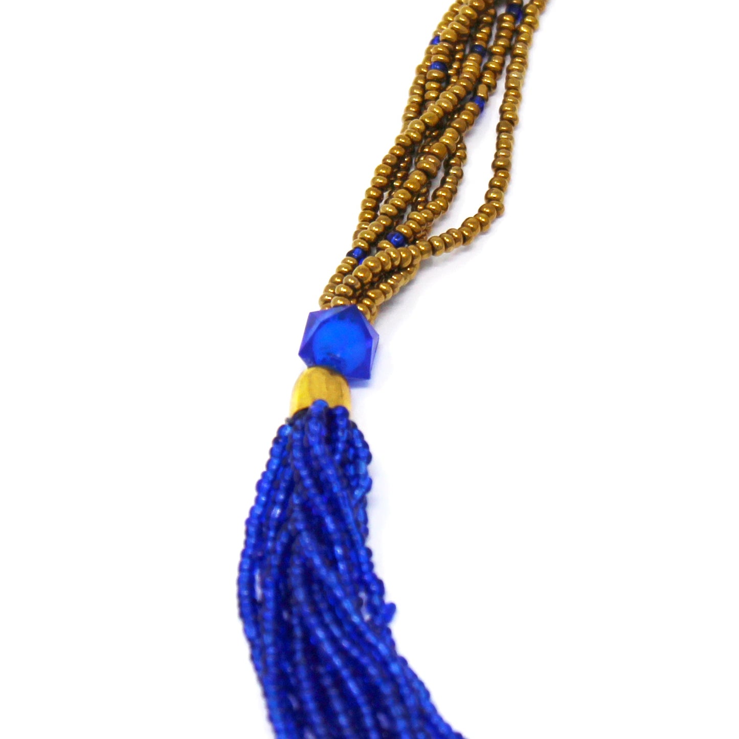 Multistrand Maasai Bead Necklace, Lapis Blue and Gold