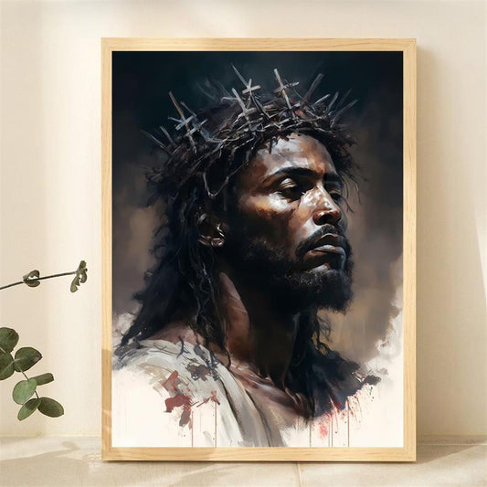 Divine Expression: Black Jesus Canvas Wall Art