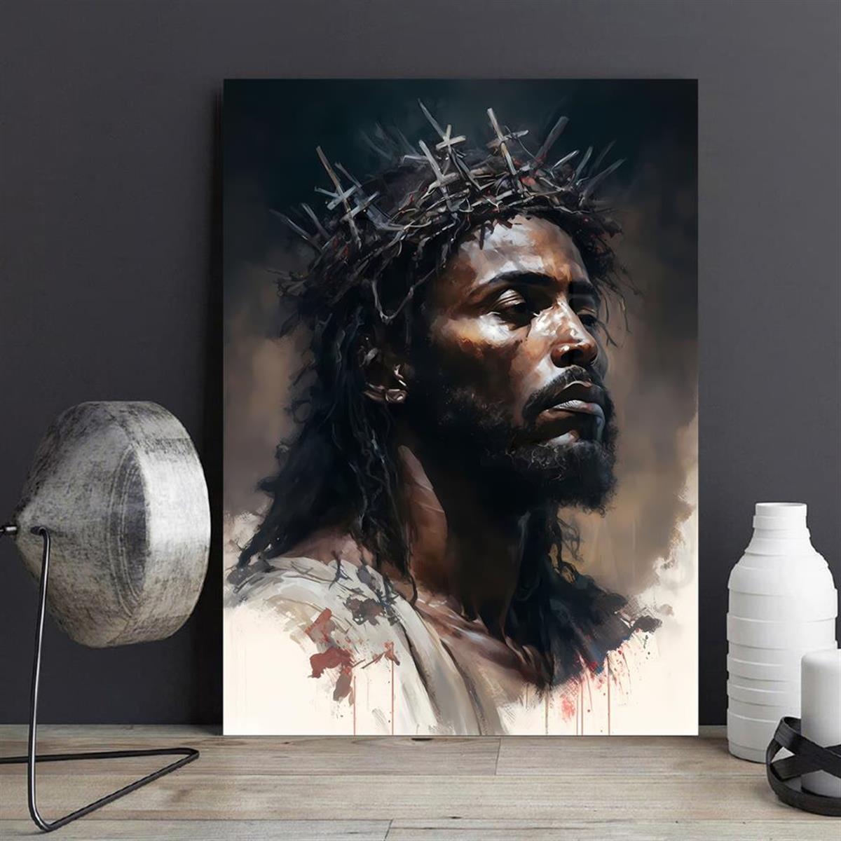 Divine Expression: Black Jesus Canvas Wall Art