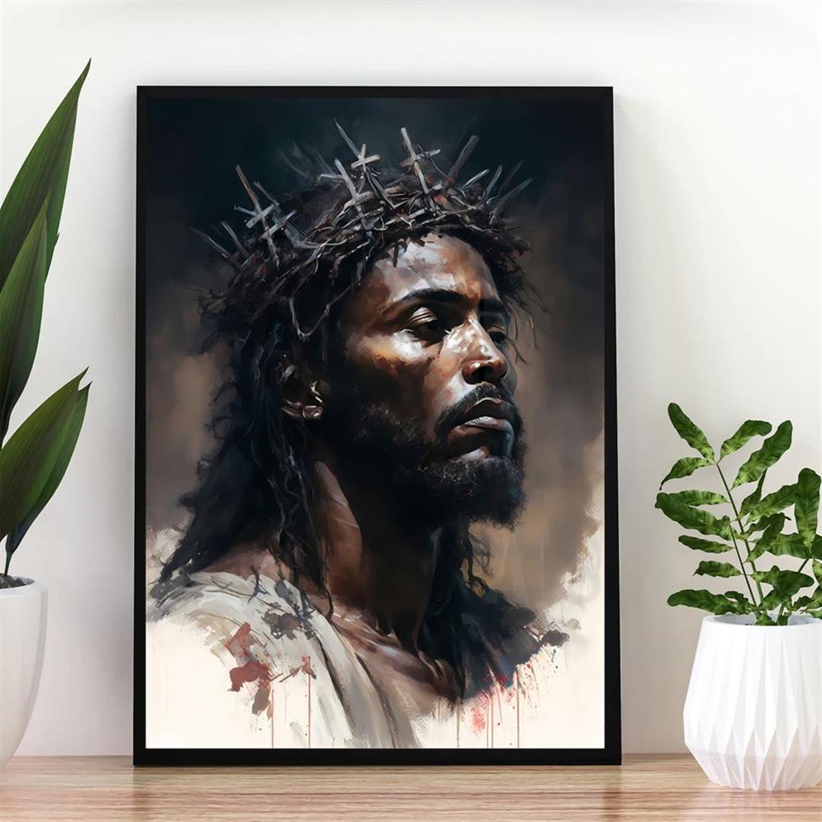 Divine Expression: Black Jesus Canvas Wall Art