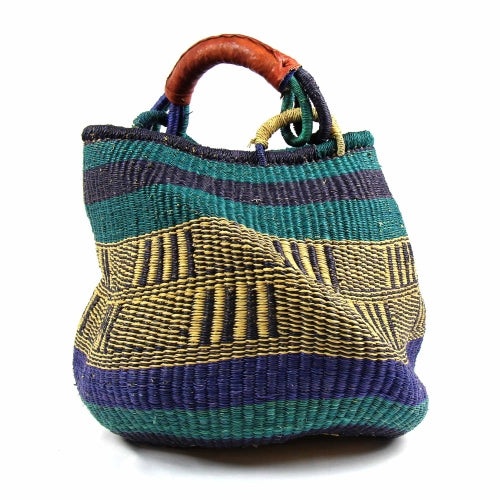 Bolga Pot Design Market Basket, Mixed Colors