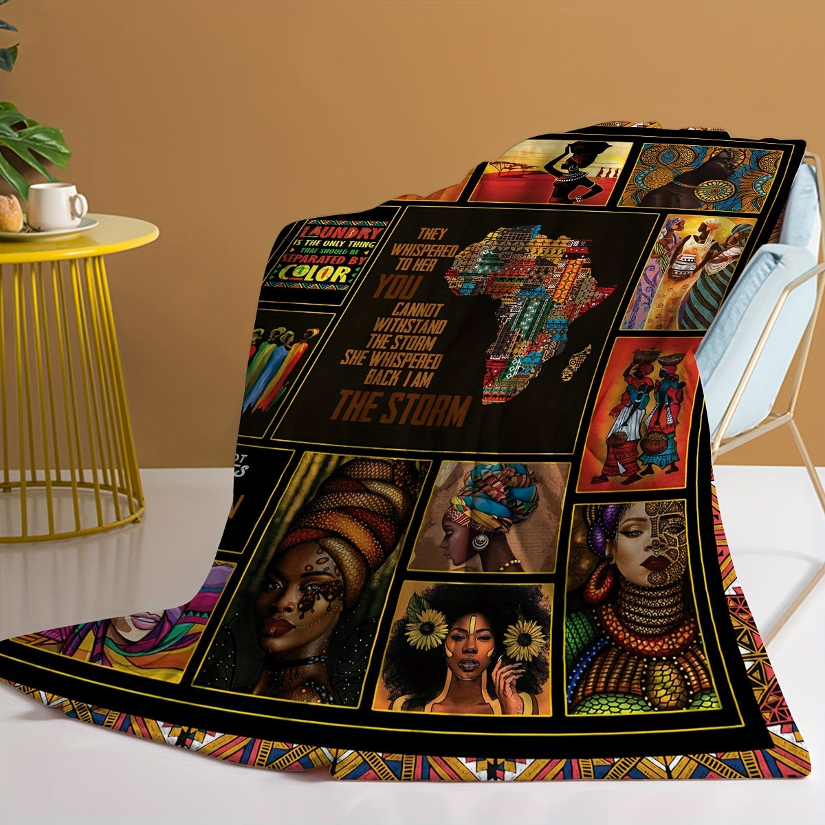 1pc African American Cozy Microfiber Throw Blanket for All Seasons - Perfect Adult Gift for Couch, Bed, or Sofa