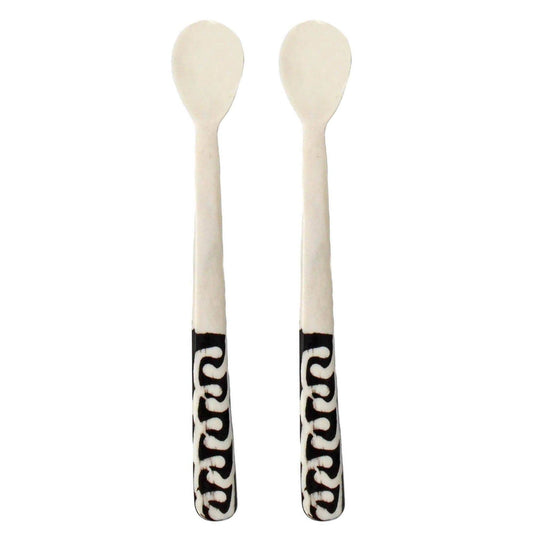 Long Batik Bone Appetizer Spoons, Set of 2