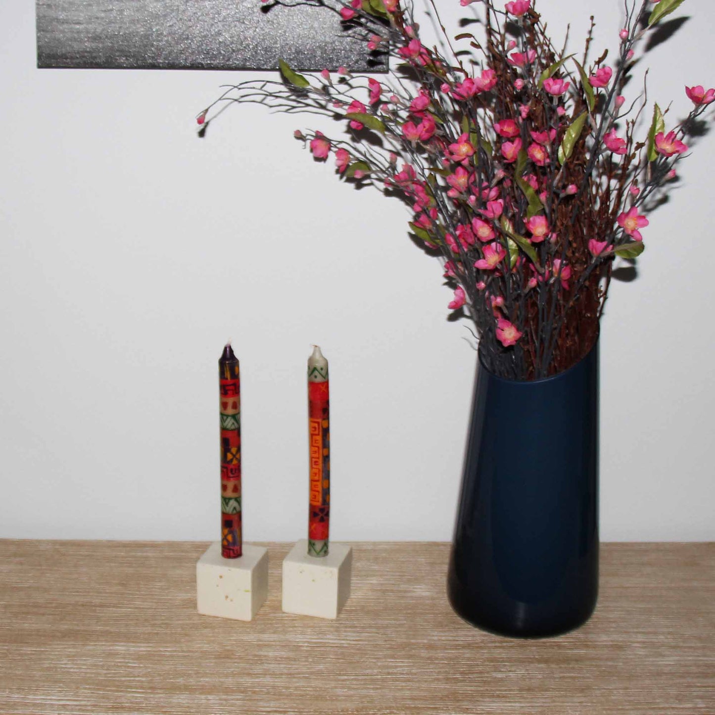 Set of Three Boxed Tall Hand-Painted Candles - Indaeuko Design - Nobunto