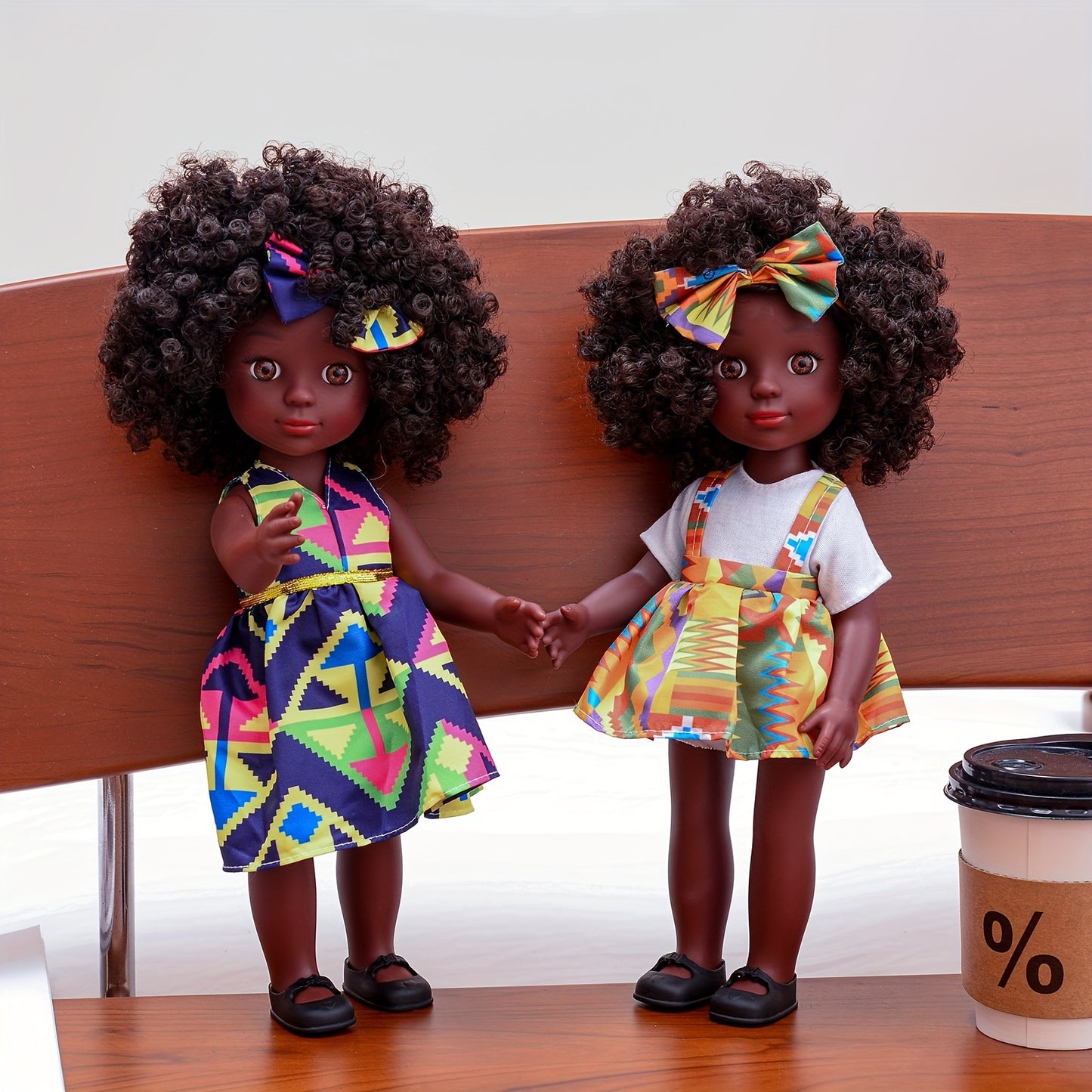 14 Inch African American Black Doll with Curly Hair - Perfect Gift for Girls on Halloween, Thanksgiving, Christmas - Full Set Included