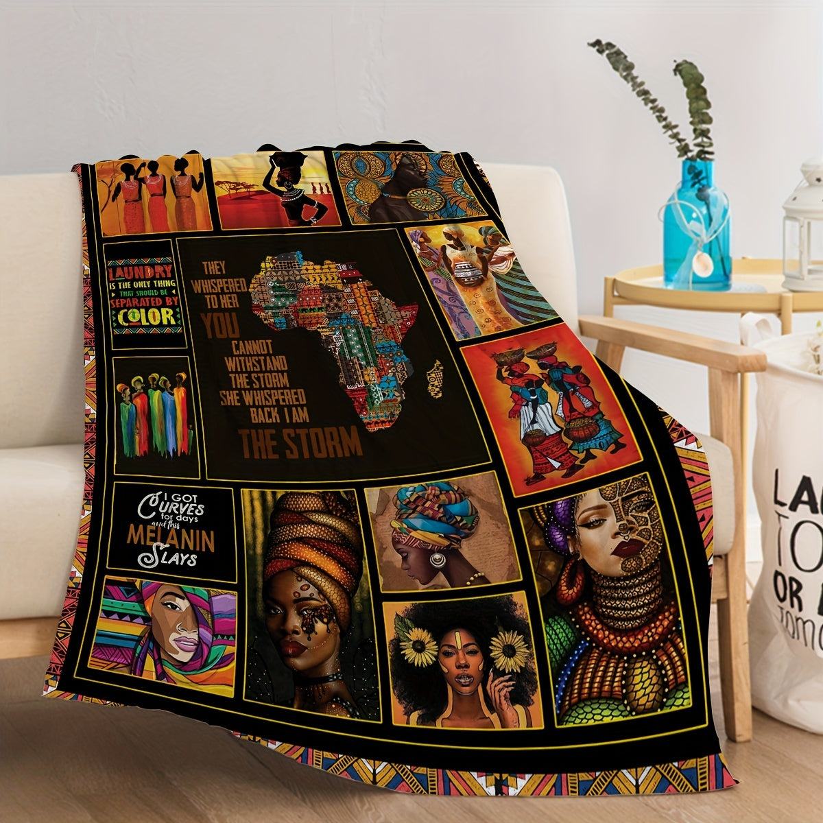 1pc African American Cozy Microfiber Throw Blanket for All Seasons - Perfect Adult Gift for Couch, Bed, or Sofa