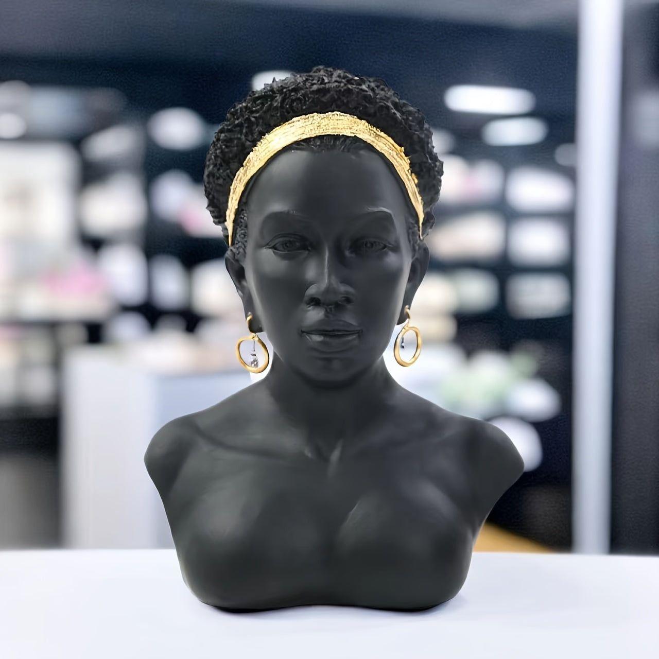 1pc, Creative African Character Decoration Retro Human Head Portrait Resin Handicraft Suitable For Living Room Home Decoration Beauty Salon Jewelry Store Display Rack Decoration