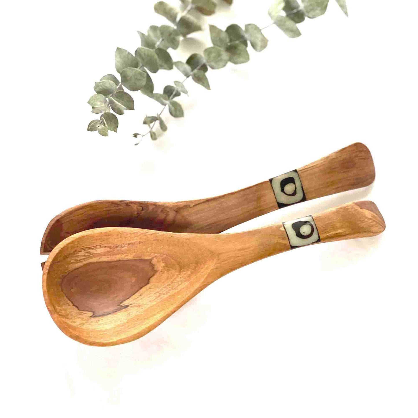 Olive Wood Serving Set, Small with Batik Inlay