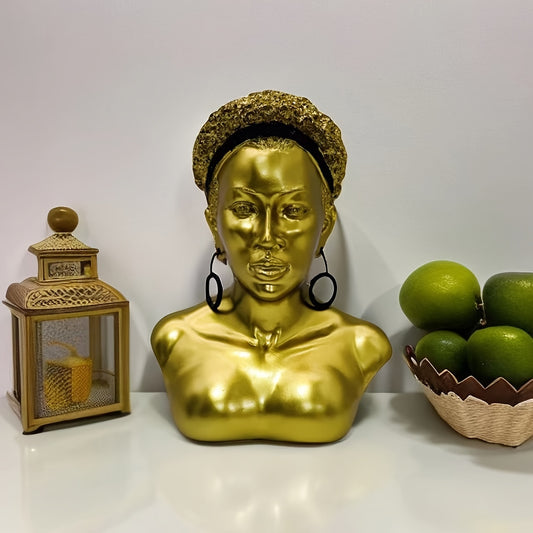 1pc, Creative African Character Decoration Retro Human Head Portrait Resin Handicraft Suitable For Living Room Home Decoration Beauty Salon Jewelry Store Display Rack Decoration