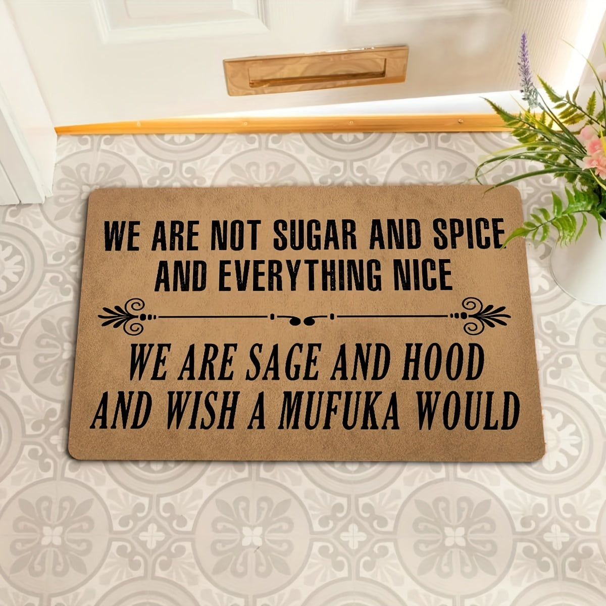 1pc Sage and Hood Funny Welcome Doormat - Anti-slip Rubber Back - Festival Gift Rug