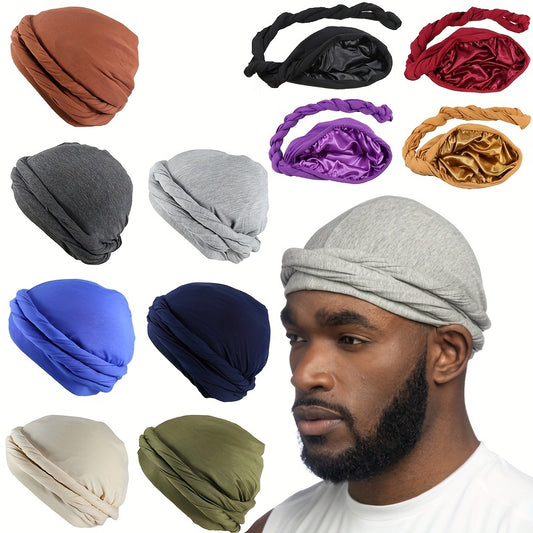 1pc Stretchy Bag Head Turban Hat for Men and Women - Indian and African Ethnic Bandana - Multiple Colors