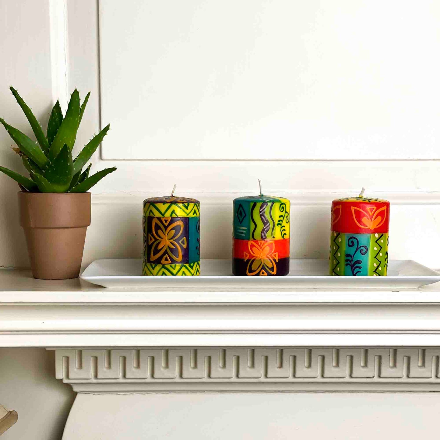 Set of Three Boxed Hand-Painted Candles - Matuko Design - Nobunto