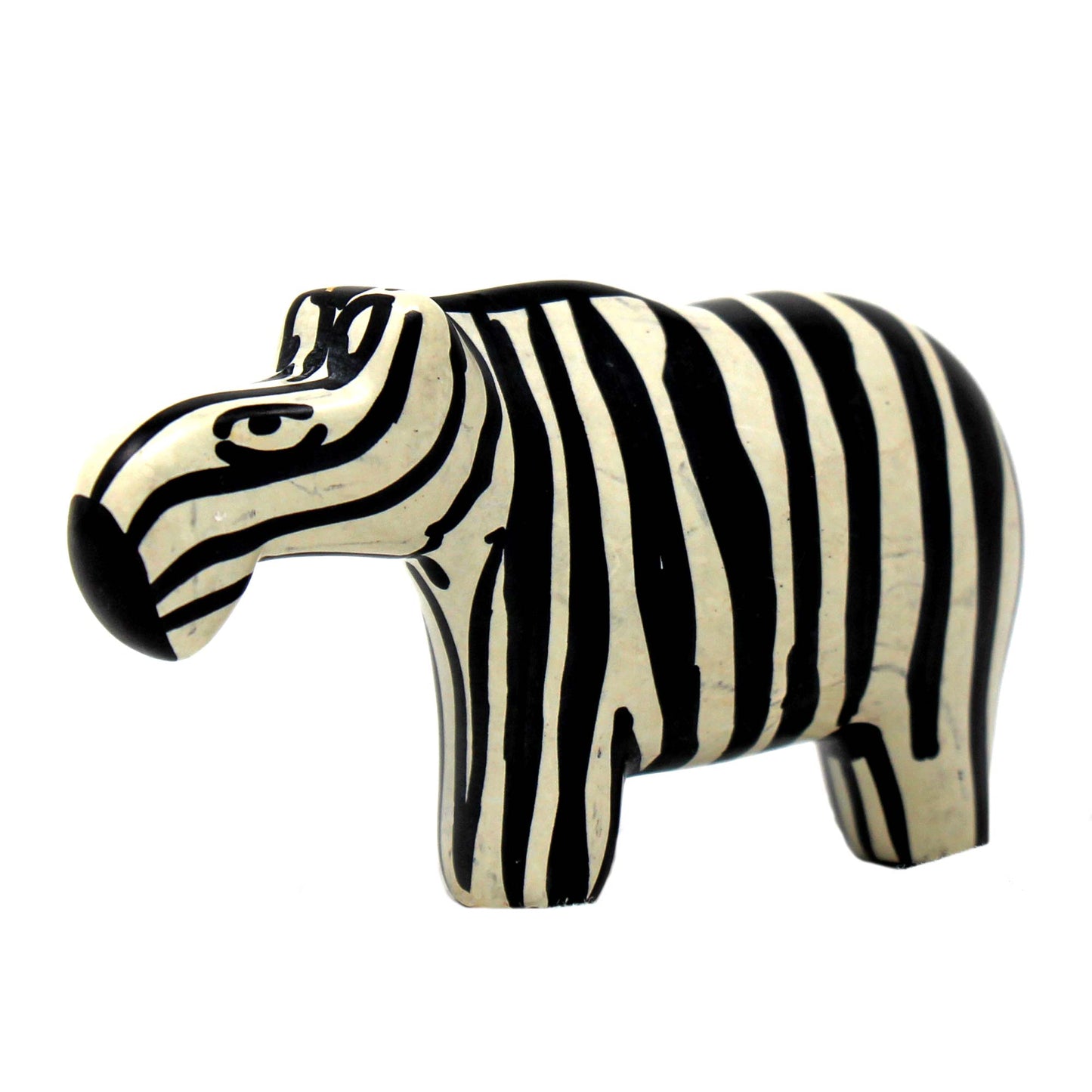 Zebra Soapstone Sculptures, Set of 2