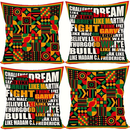 4pcs Juneteenth Throw Pillow Covers Kinara Africa Map Decor African American Vintage Pattern Modern And Supplies For Home Office Short Plush Decor 18x18 Inch, Home Decor (No Pillow Core)