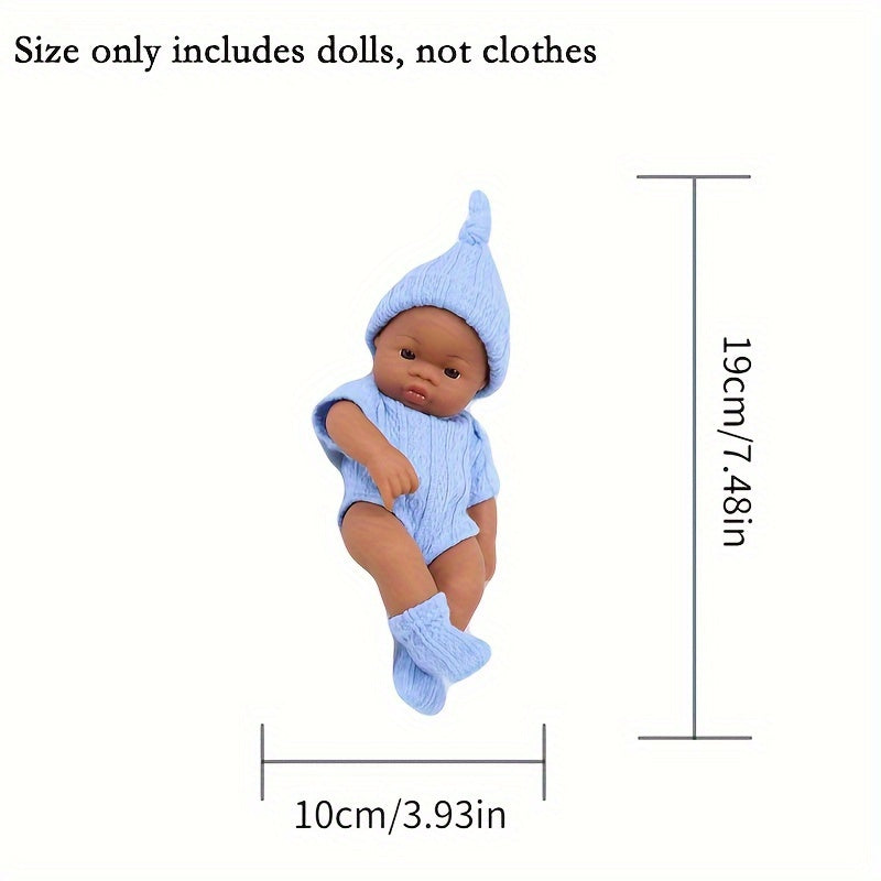 1pc Soft Vinyl Mini Baby Doll Home Decoration - Brownish Skin Rebirth Doll for Children's Room Decor, Christmas/New Year Gift - 19*10cm