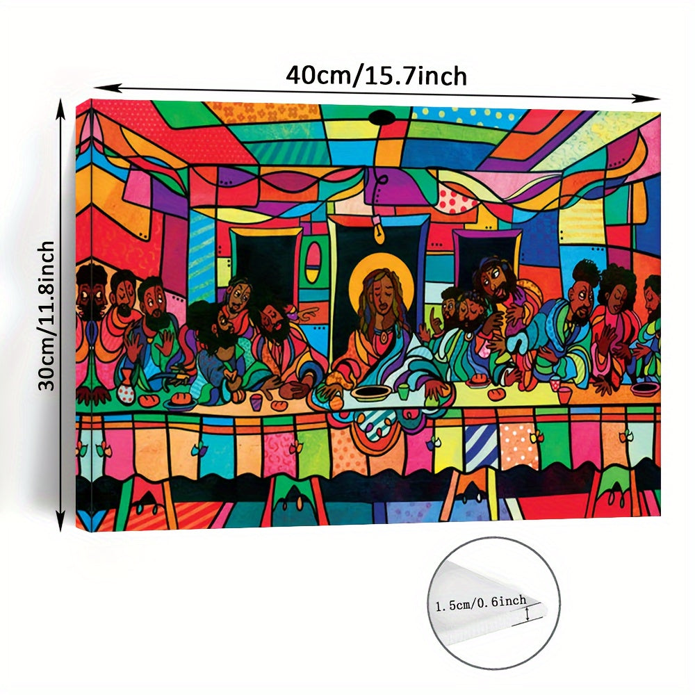 1pc Wooden Framed Canvas Painting, The Last Supper Black African American Christian Wall Art,Wall Art Prints With Frame, For Living Room & Bedroom,Home Decoration,Festival Gift For Her Him, Ready To Hang