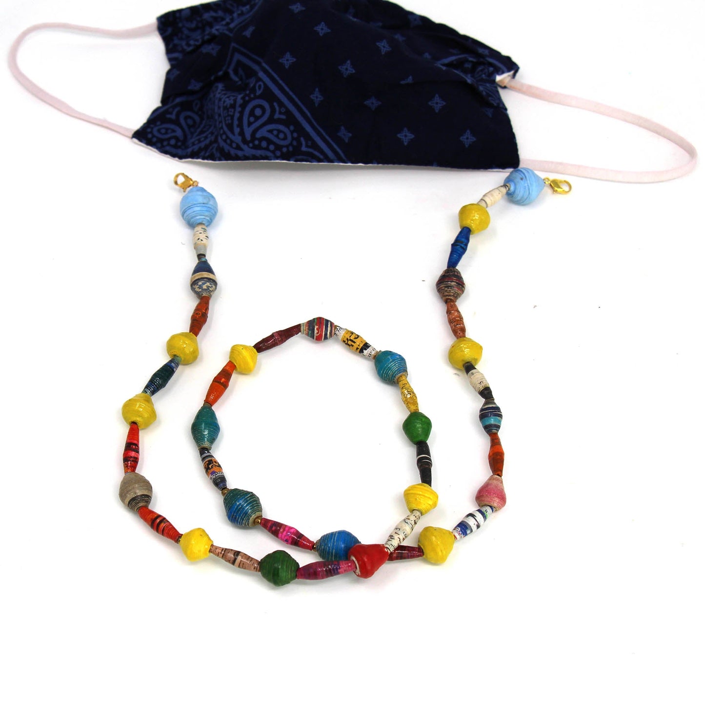 Face Mask/Eyeglass Paper Bead Chain, Colorful Mixed Shapes