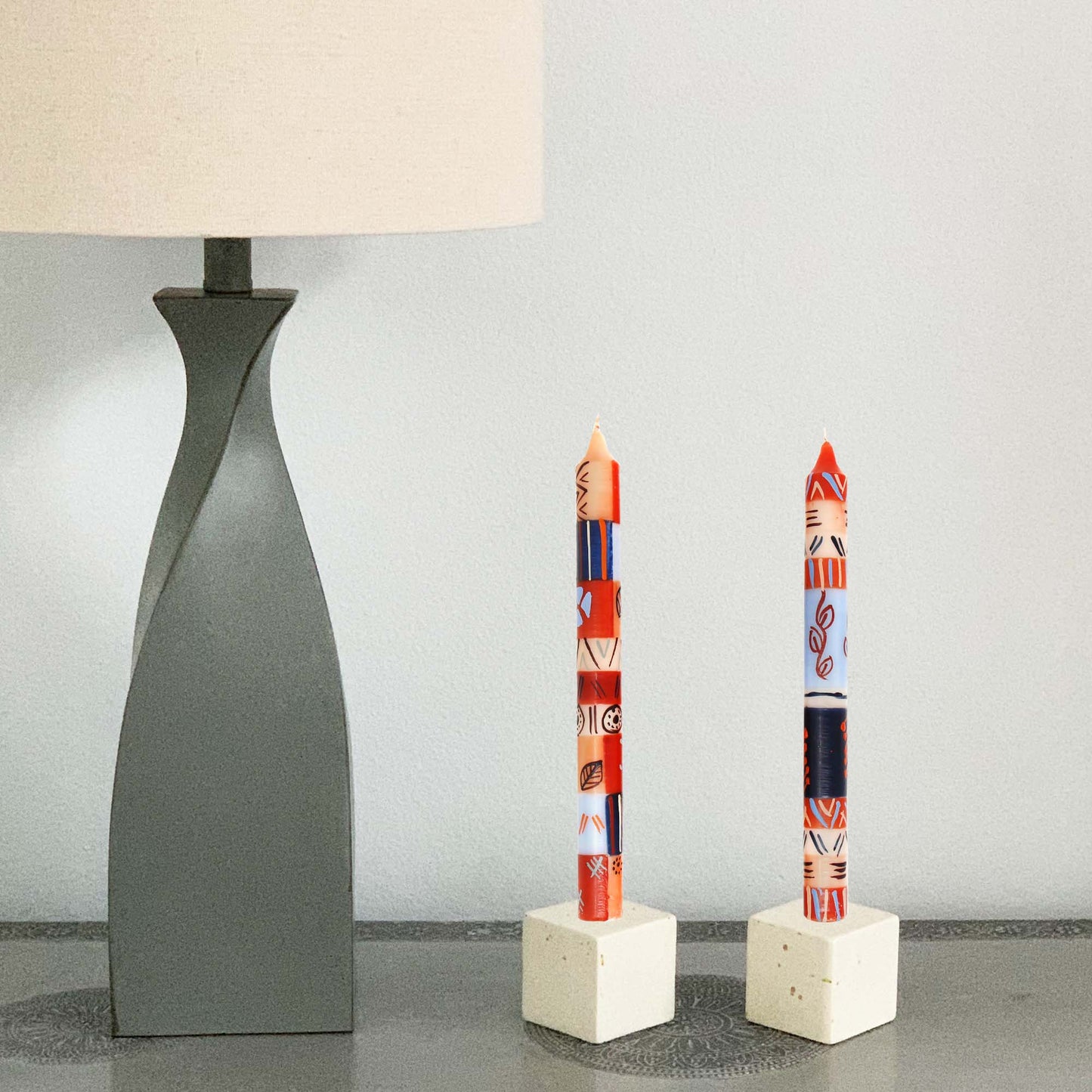 Hand Painted Candles in Uzushi Design (three tapers) - Nobunto