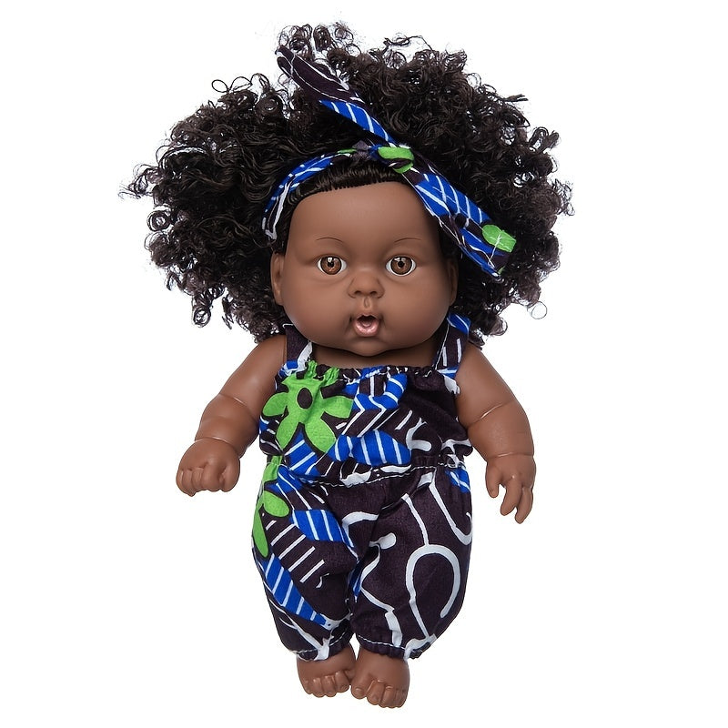 8 Inch Black Reborn Doll - Fashionable Vinyl Baby Doll for Soothing and Play - Perfect Christmas/Halloween/Thanksgiving Gift